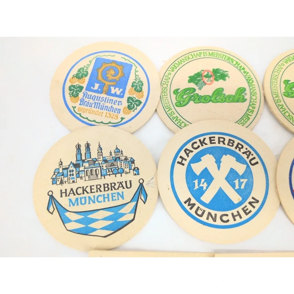 VTG German Beer Bar Coaster Spatenbrau Hackerbrau Grolsch Munchner Pschorr Brau